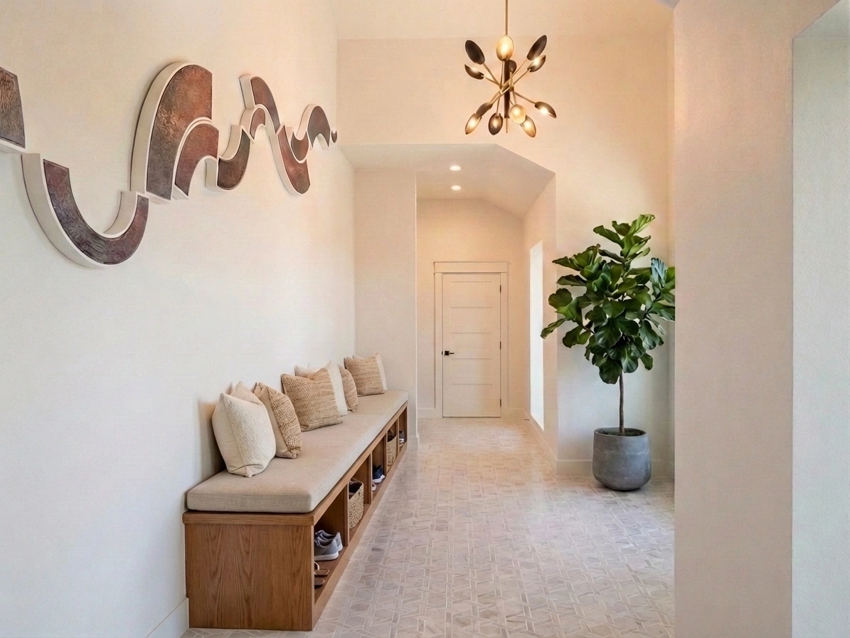 Belton Residence sunlit interior by Architect Jonathan Malott, AIA